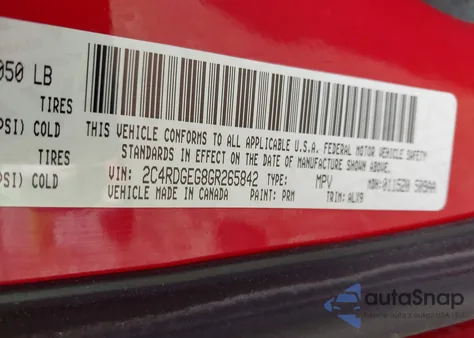 2016 Dodge Grand Caravan R/T из США, поврежденный, VIN 2C4RDGEG8GR265842